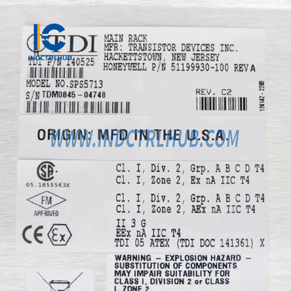 Honeywell 51199930-100 SPS5713 رف الطاقة الرئيسي