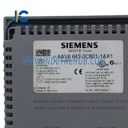 Siemens 6AV6643-0CB01-1AX1 SIMATIC MP 277 8” Touch Multi Panel