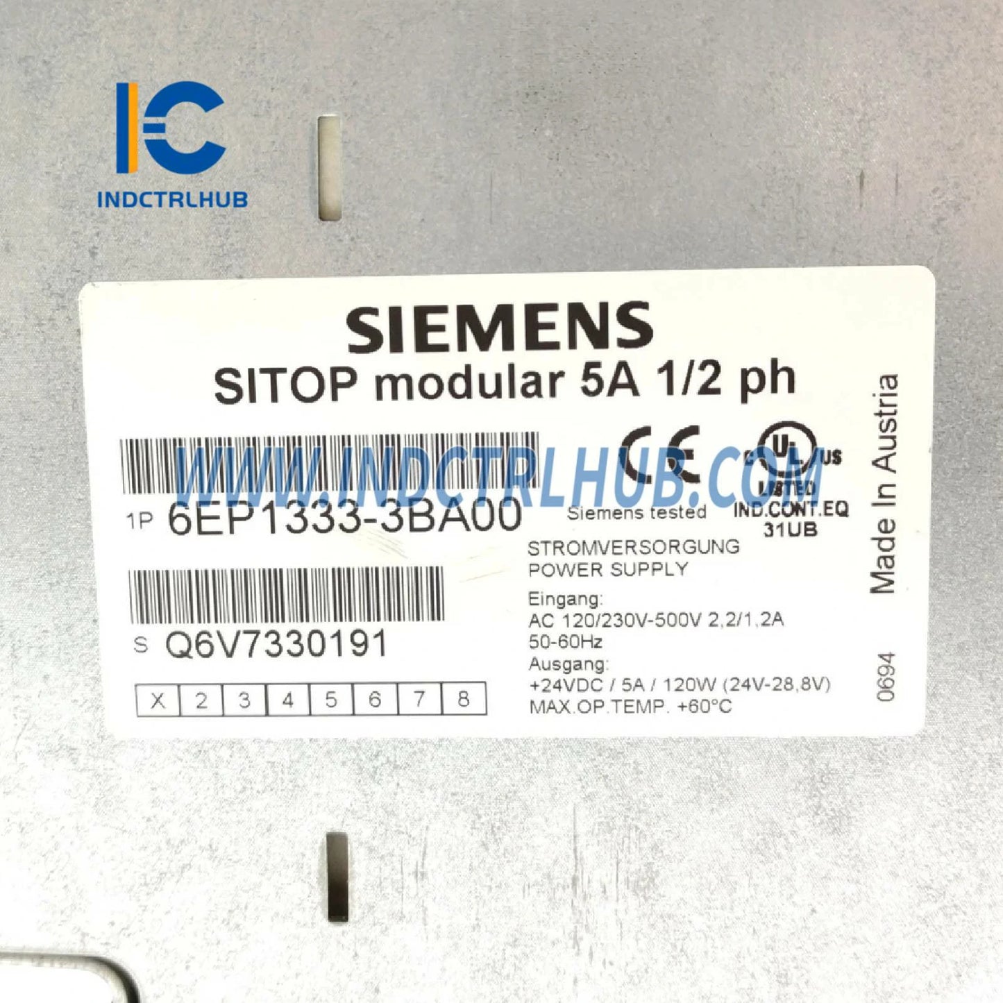 Siemens 6EP1333-3BA00 SITOP PSU200M 5A 24V DC Stabilized Power Supply