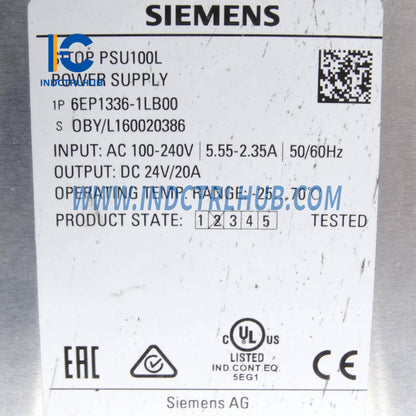 Siemens 6EP1336-1LB00 SITOP PSU100L 24 V / 20 A Stabilized power supply