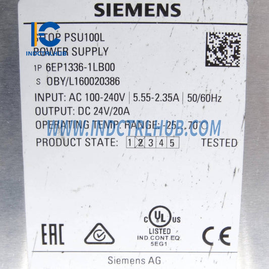 Siemens 6EP1336-1LB00 SITOP PSU100L 24 V / 20 A Stabilized power supply