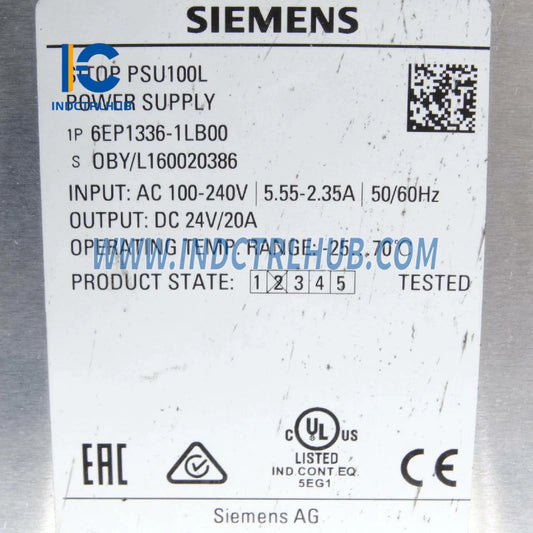 Siemens 6EP1336-1LB00 SITOP PSU100L 24 V / 20 A Стабилизирано захранване