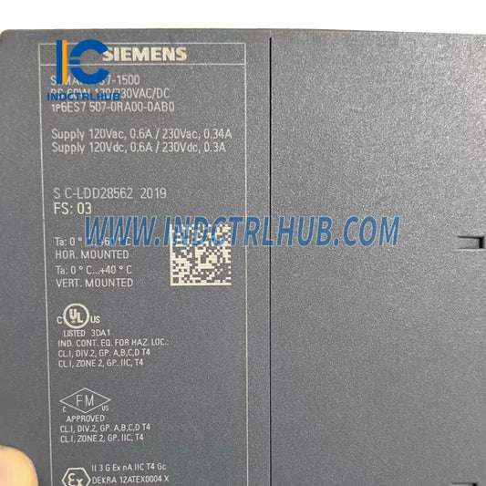 Authentic Nameplate and Serial Number for Siemens 6ES7507 0RA00 0AB0 Factory Original Label