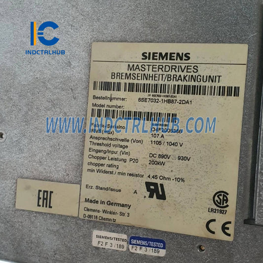 Siemens 6SE7032-1HB87-2DA1 SINAMICS / SIMOVERT MASTERDRIVES Braking Module
