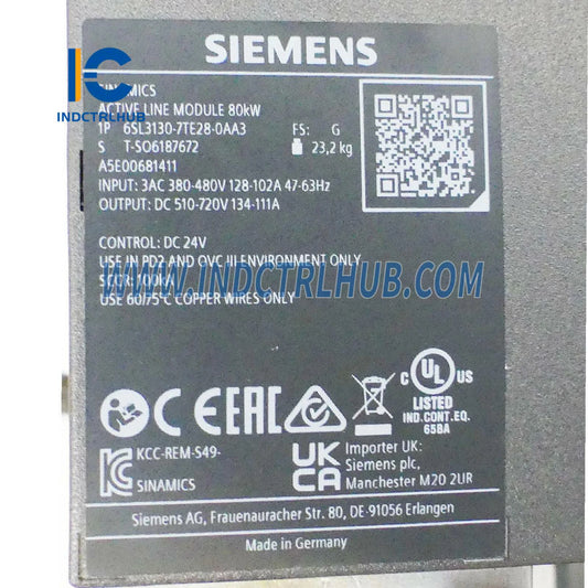 Authentic Nameplate and Serial Number for Siemens 6SL3130 7TE28 0AA3 Factory Original Label