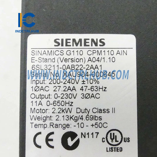 Authentic Nameplate and Serial Number for Siemens 6SL3255 0AA00 4BA1 Factory Original Label