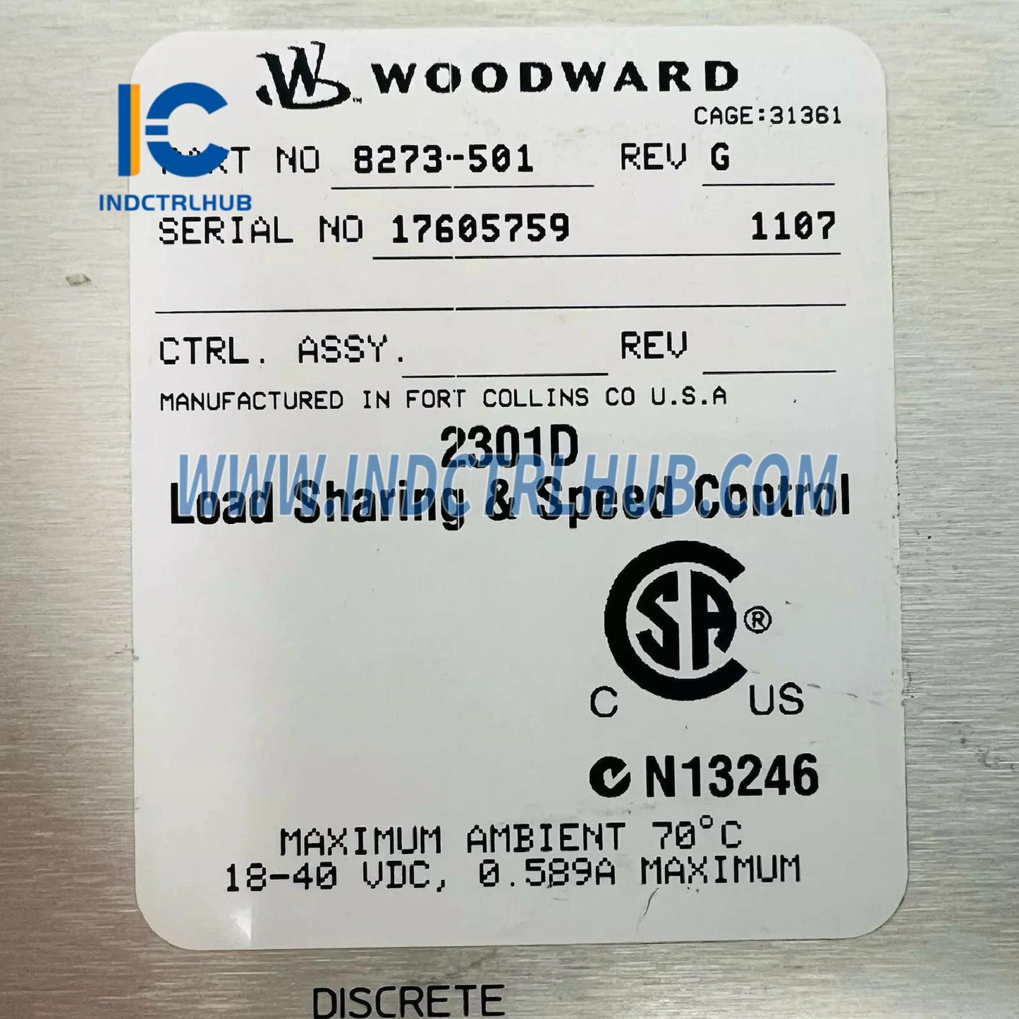 Woodward 8273-501 2301D Digital Load Sharing &amp; Speed Control