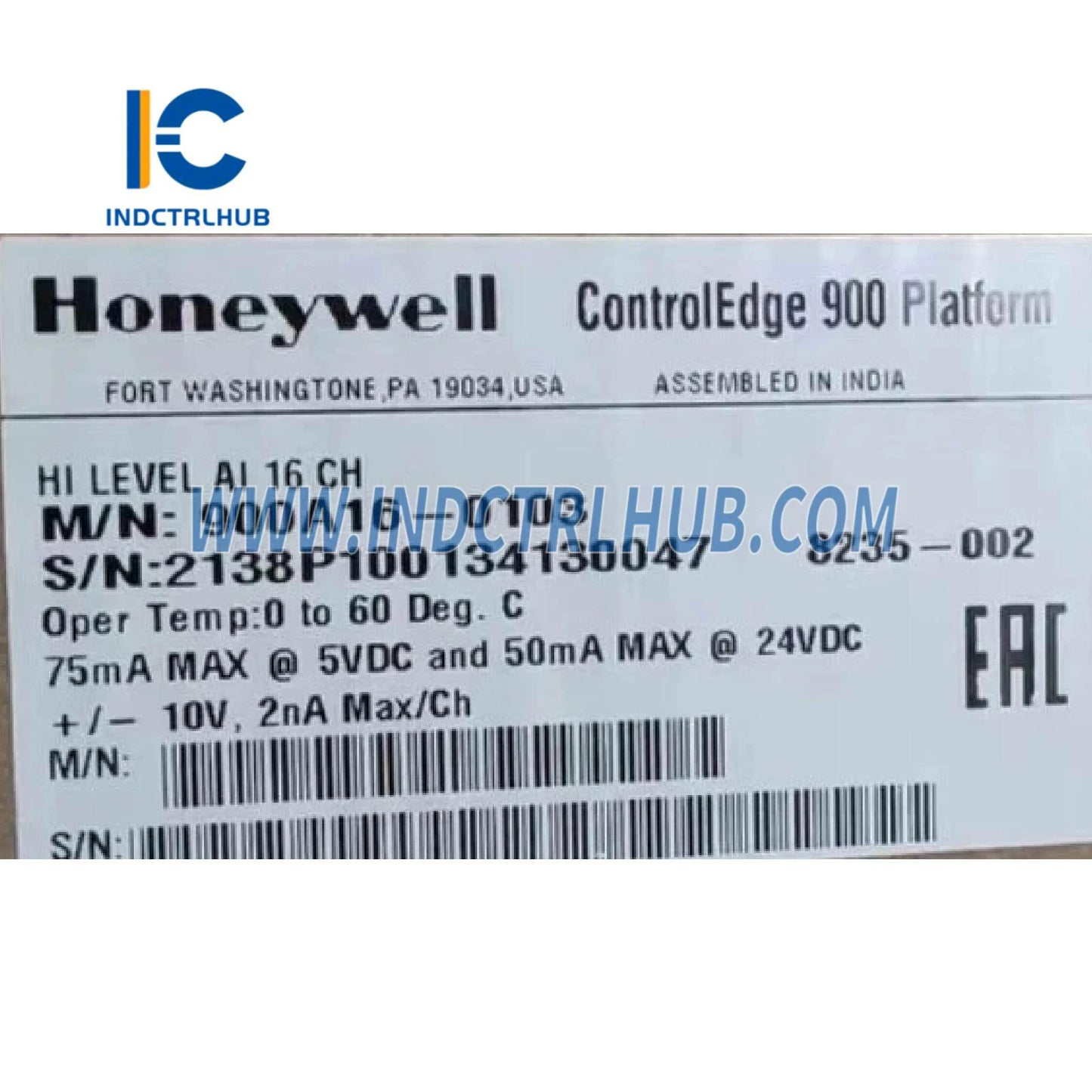 وحدة إدخال تماثلية عالية المستوى Honeywell 900A16-0103، 16 قناة
