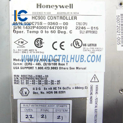 Honeywell 900C75S-0360-00 CPU, ControlEdge 900