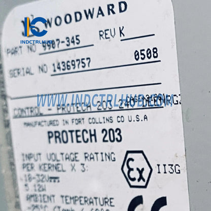 نظام حماية زيادة السرعة Woodward 9907-345 ProTech 203