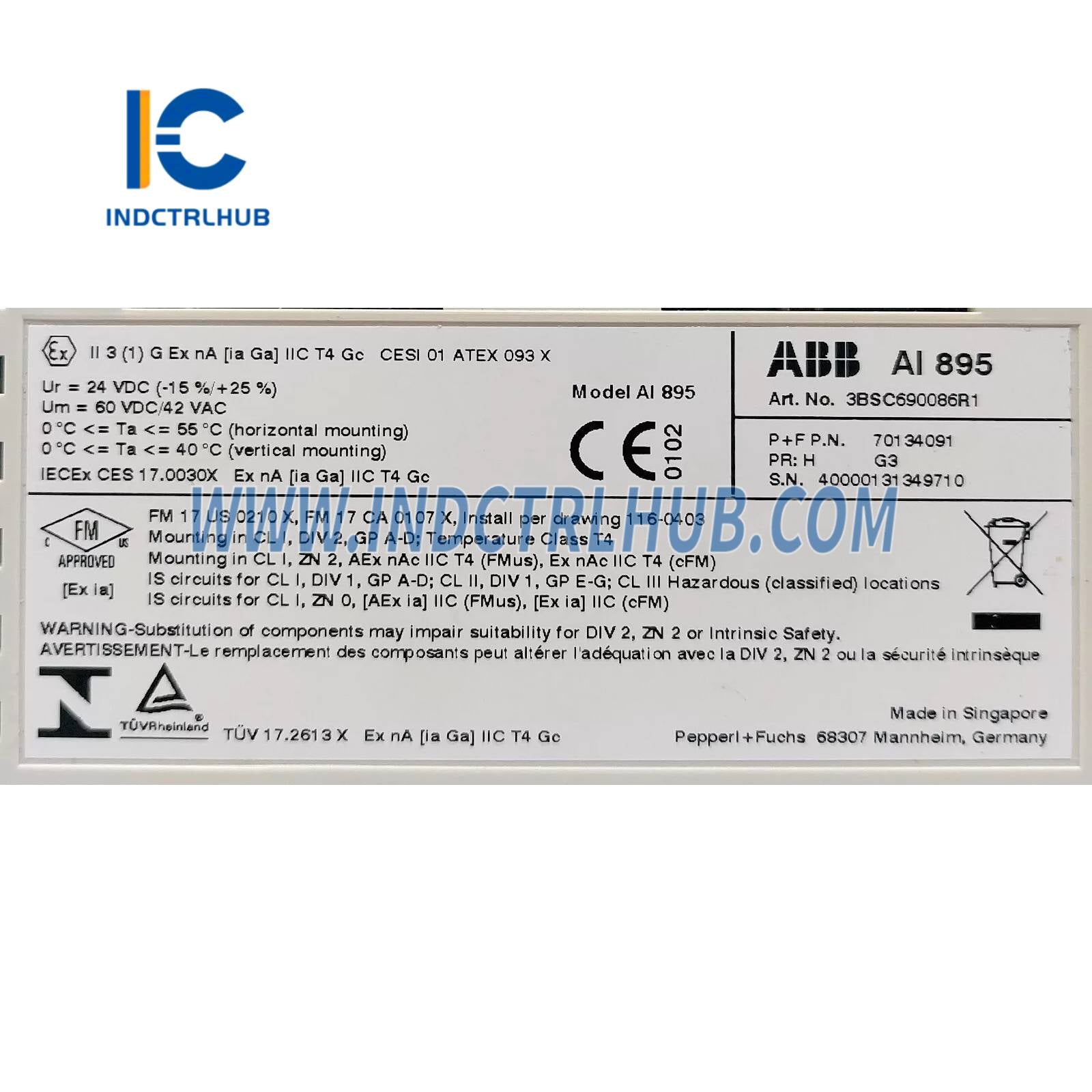 3BSC690086R1 | ABB AI895 Entrada Analógica IS HART 8 canales