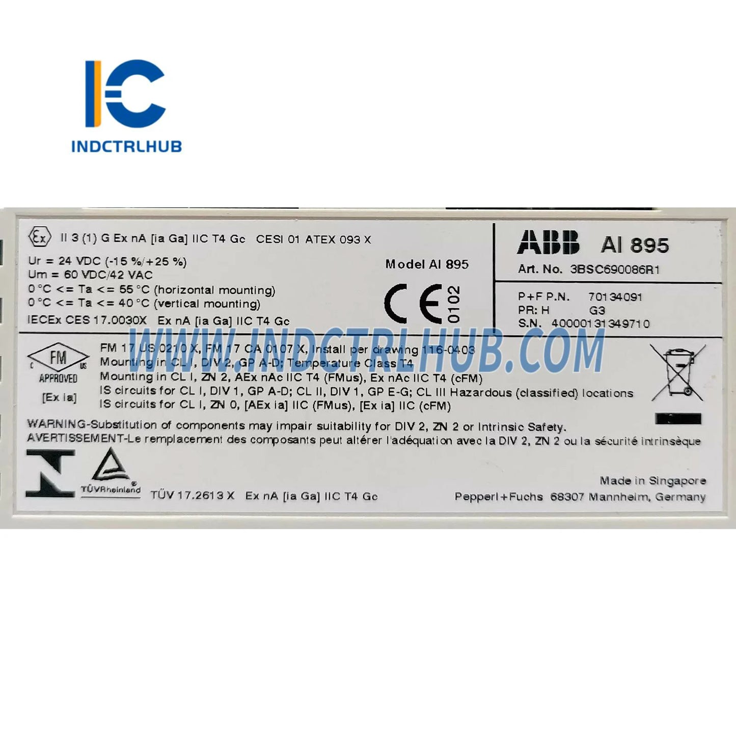 3BSC690086R1 | ABB AI895 Analog Kirish IS HART 8 kanalli