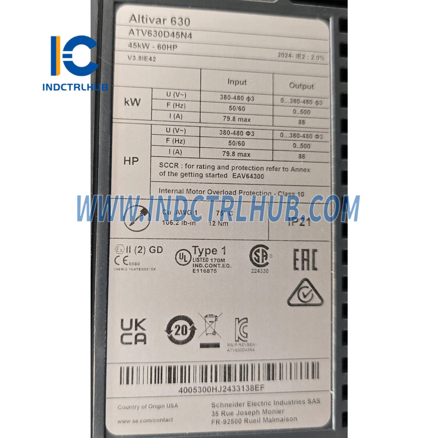 Schneider ATV630D45N4 Variable Speed Drive