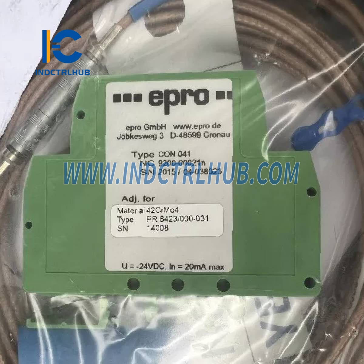 Emerson EPRO CON041+PR6423/000-031 Eddy Current Signal Converter with Sensor