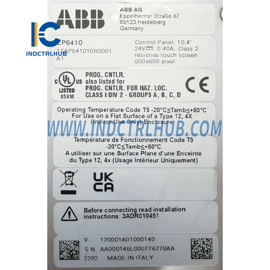 ABB CP6410 HMI Control Panel - New Stock Component Detail & Interface