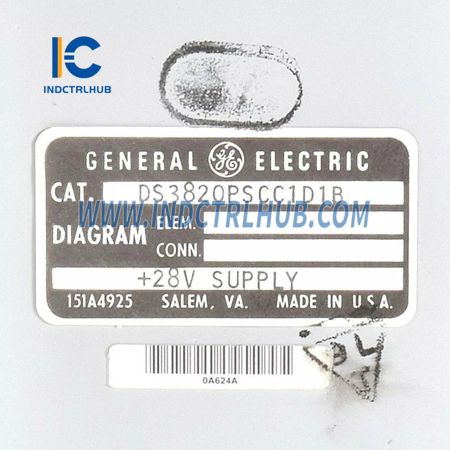 Authentic Nameplate and Serial Number for General Electric Factory Original Label