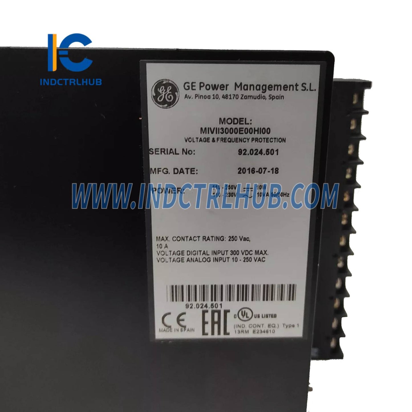 GE MIVII3000E00HI00 Multilin MIV II Rơ le Điện áp/Tần số