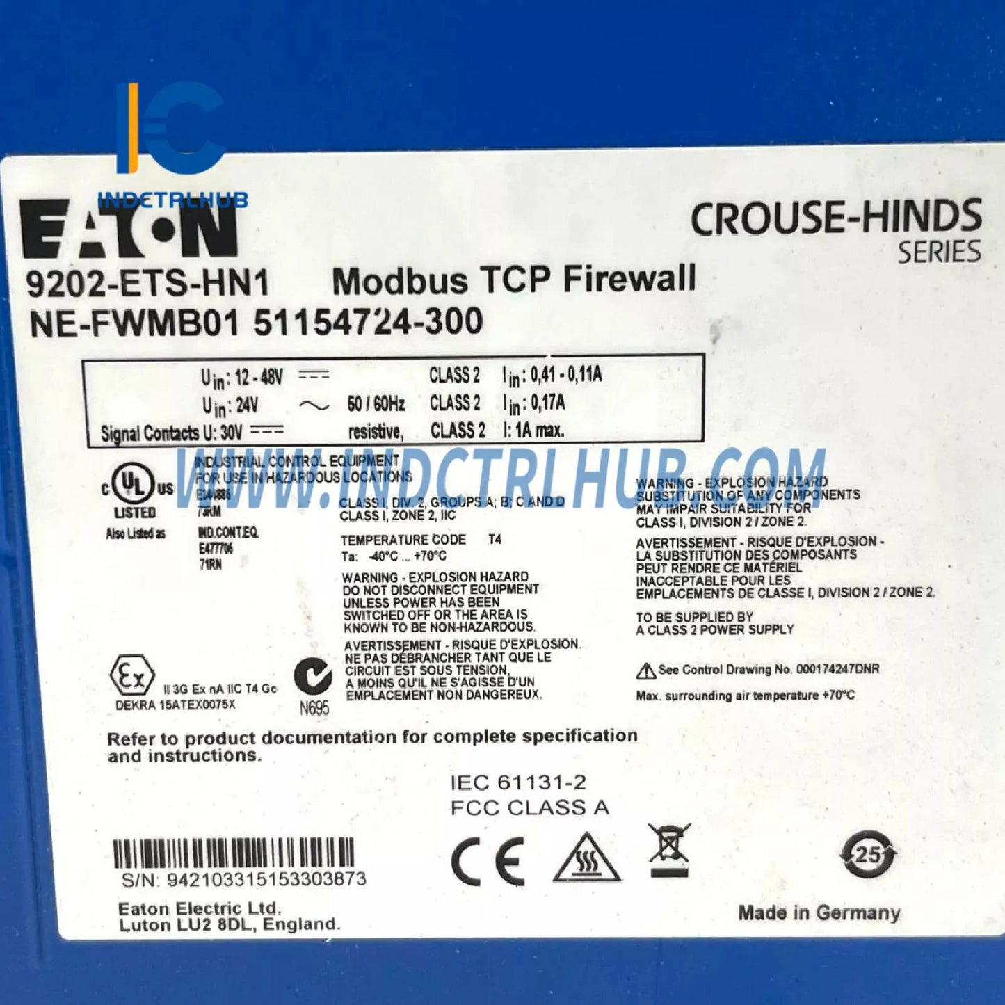 Honeywell NE-FWMB01 51154724-300 Modbus TCP Firewall