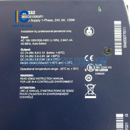 ABB SD832 Power Supply 3BSC610065R1 | 24V DC 6A Industrial Power Module
