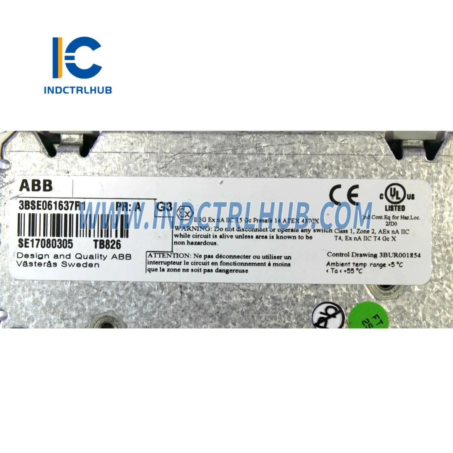 ABB 3BSE061637R1 TB826 Optical Media Converter - New Back Label and Serial Number