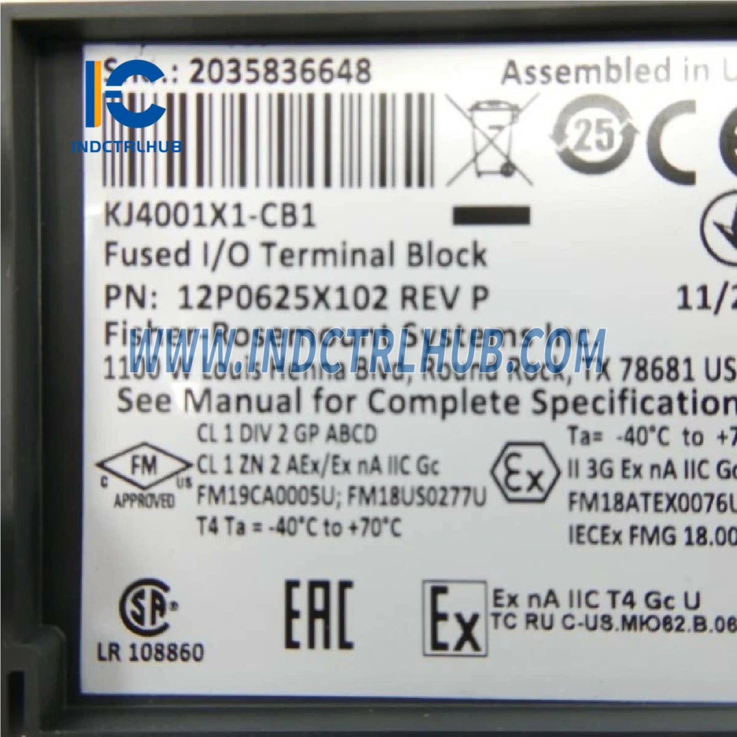 Emerson VE4002S1T1B2 KJ3001X1-BG1 Discrete Input Module with Fused Terminal