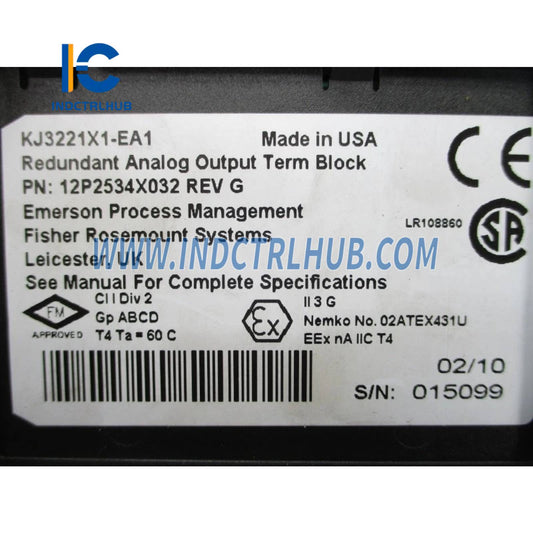 Emerson VE4035S2B1 KJ3221X1-EA1 Redundant Analog Output (AO) Terminal Block