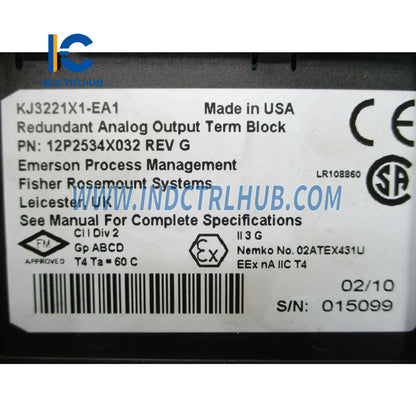 Emerson VE4035S2B1 KJ3221X1-EA1 Redundant AO Terminal Block